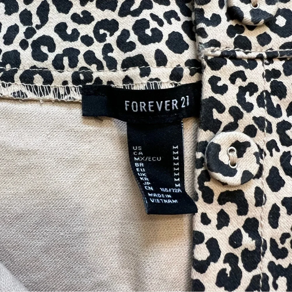 Forever 21 Animal Print High Waist Button Down A Line Mini Skirt Casual M